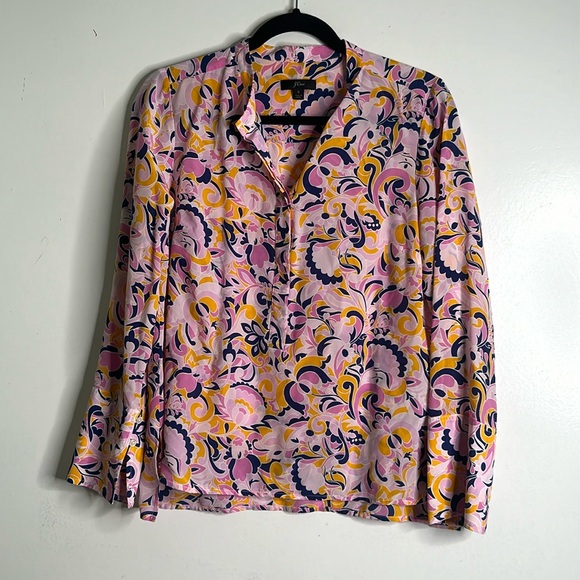 J crew paisley swirl slik tunic pant set size small 4 pull on pink blue yellow - Picture 5 of 12